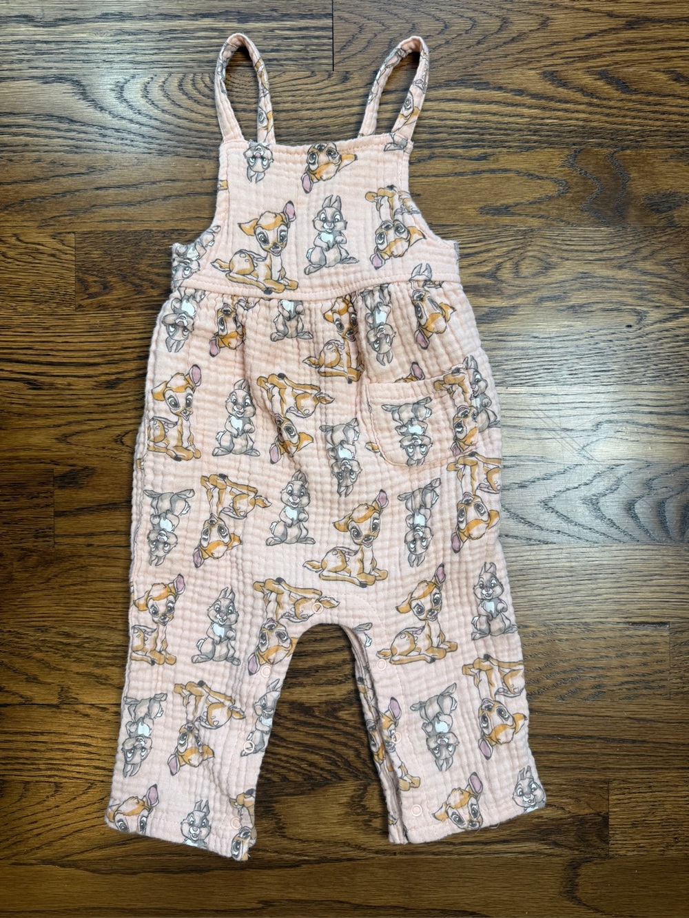 Disney Baby Toddler Girls Pink Bambi & Thumper Print Gauzy Cotton Romper 12M